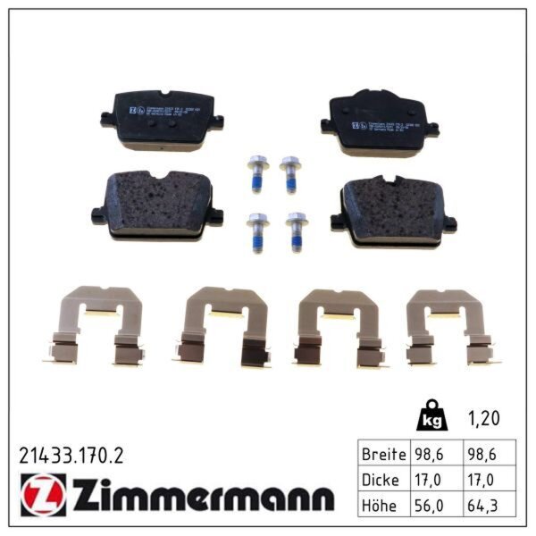 ZIMMERMANN 21433.170.2 Bremsbelagsatz, Scheibenbremse