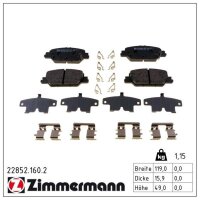 ZIMMERMANN 22852.160.2 Bremsbelagsatz, Scheibenbremse
