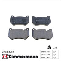 ZIMMERMANN 22958.170.1 Bremsbelagsatz, Scheibenbremse