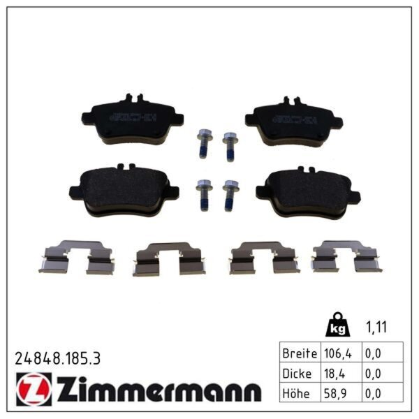 ZIMMERMANN 24848.185.3 Bremsbelagsatz, Scheibenbremse