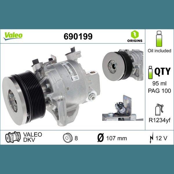 VALEO 690199 Kompressor, Klimaanlage