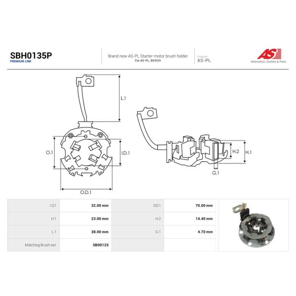 AS-PL SBH0135P Halter, Kohlebürsten