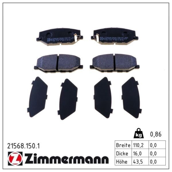 ZIMMERMANN 21568.150.1 Bremsbelagsatz, Scheibenbremse
