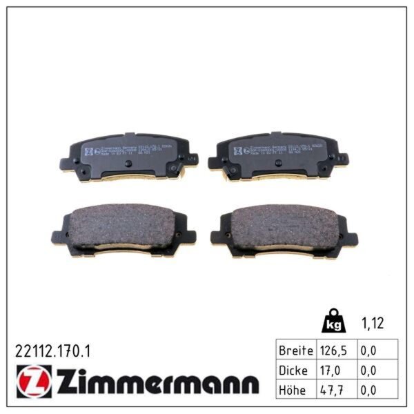 ZIMMERMANN 22112.170.1 Bremsbelagsatz, Scheibenbremse