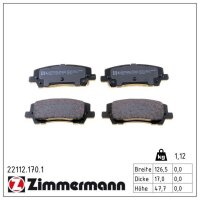 ZIMMERMANN 22112.170.1 Bremsbelagsatz, Scheibenbremse