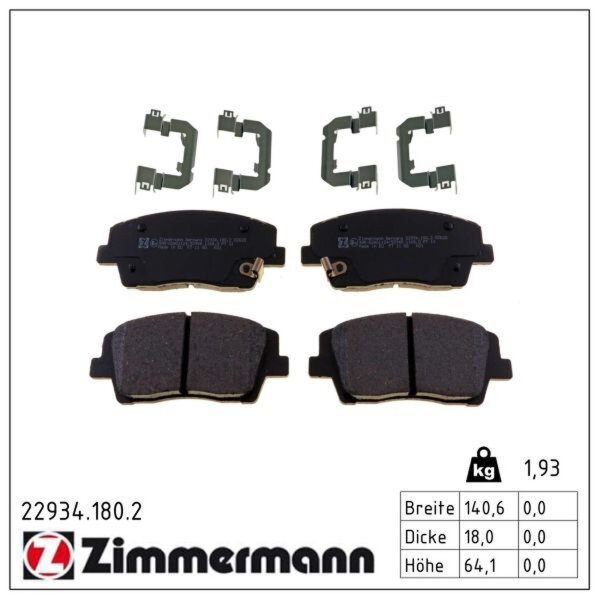 ZIMMERMANN 22934.180.2 Bremsbelagsatz, Scheibenbremse