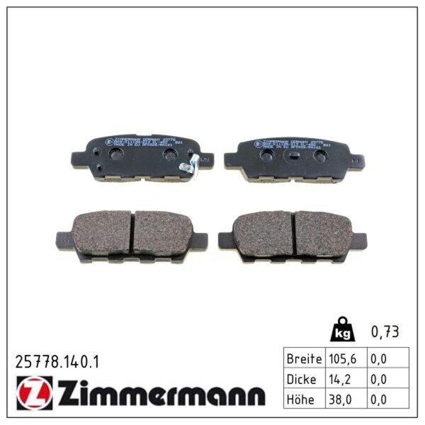 ZIMMERMANN 25778.140.1 Bremsbelagsatz, Scheibenbremse