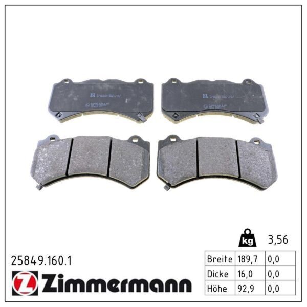 ZIMMERMANN 25849.160.1 Bremsbelagsatz, Scheibenbremse