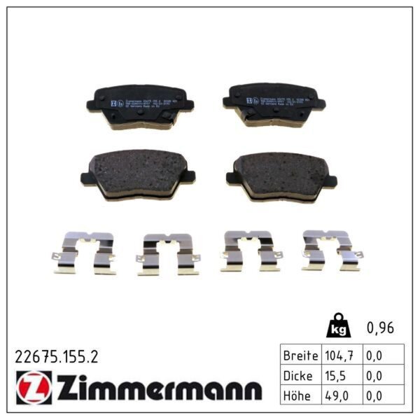 ZIMMERMANN 22675.155.2 Bremsbelagsatz, Scheibenbremse
