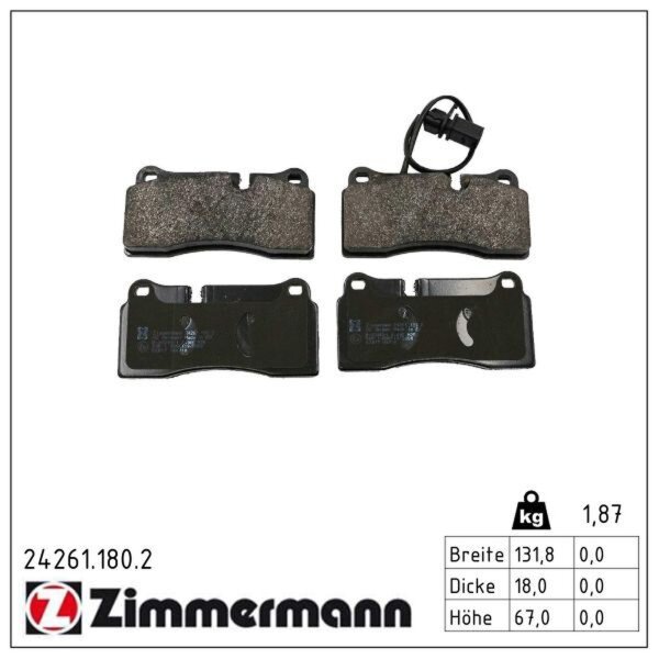 ZIMMERMANN 24261.180.2 Bremsbelagsatz, Scheibenbremse