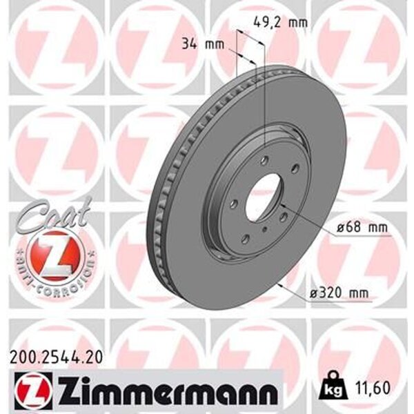 ZIMMERMANN 200.2544.20 Bremsscheibe