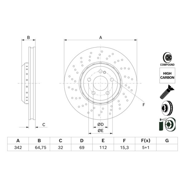 BOSCH 0 986 479 G35 Bremsscheibe