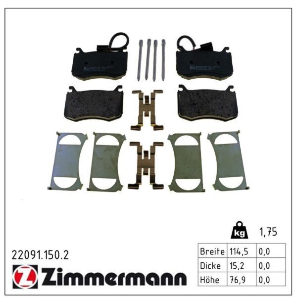 ZIMMERMANN 22091.150.2 Bremsbelagsatz, Scheibenbremse