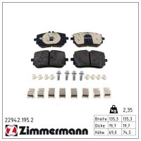 ZIMMERMANN 22942.195.2 Bremsbelagsatz, Scheibenbremse