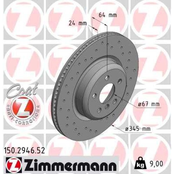 ZIMMERMANN 150.2946.52 Bremsscheibe