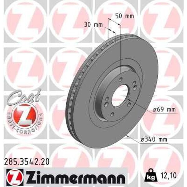 ZIMMERMANN 285.3542.20 Bremsscheibe
