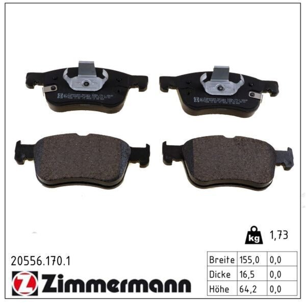 ZIMMERMANN 20556.170.1 Bremsbelagsatz, Scheibenbremse