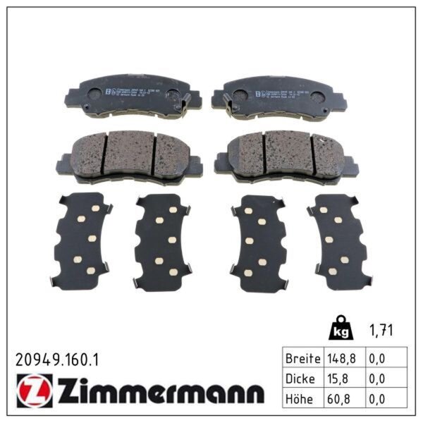 ZIMMERMANN 20949.160.1 Bremsbelagsatz, Scheibenbremse