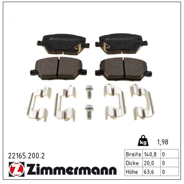 ZIMMERMANN 22165.200.2 Bremsbelagsatz, Scheibenbremse