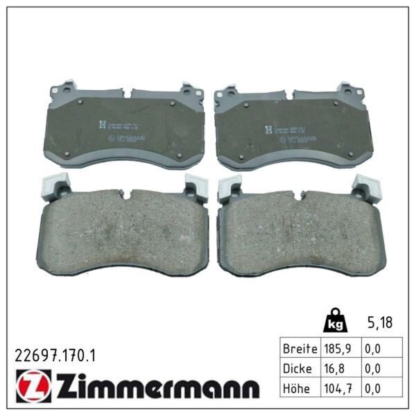 ZIMMERMANN 22697.170.1 Bremsbelagsatz, Scheibenbremse