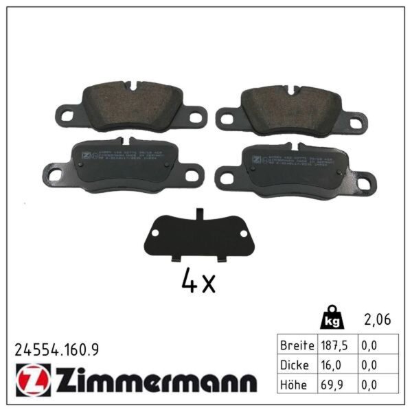 ZIMMERMANN 24554.160.9 Bremsbelagsatz, Scheibenbremse