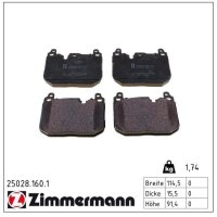 ZIMMERMANN 25028.160.1 Bremsbelagsatz, Scheibenbremse