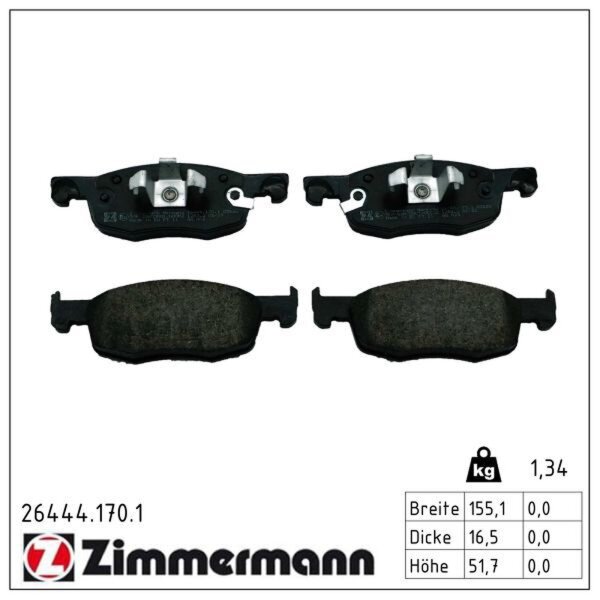 ZIMMERMANN 26444.170.1 Bremsbelagsatz, Scheibenbremse