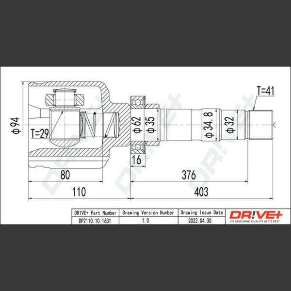 DR!VE+ DP2110.10.1631 Gelenksatz, Antriebswelle