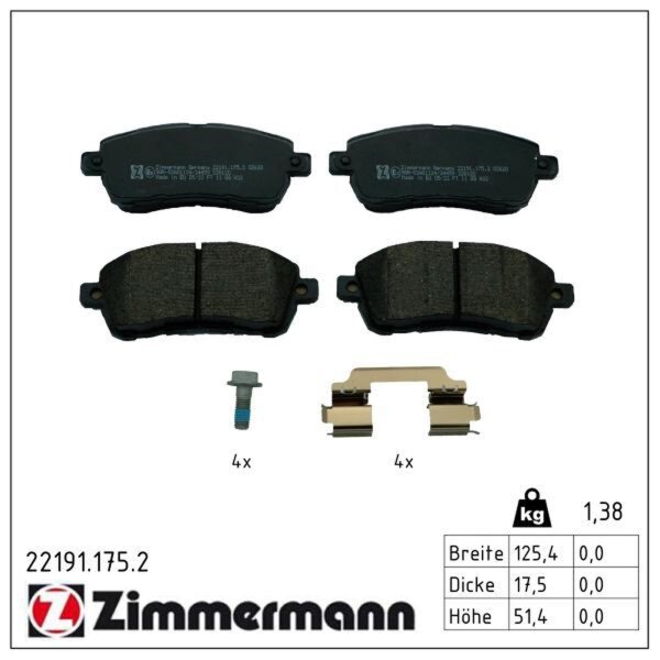 ZIMMERMANN 22191.175.2 Bremsbelagsatz, Scheibenbremse