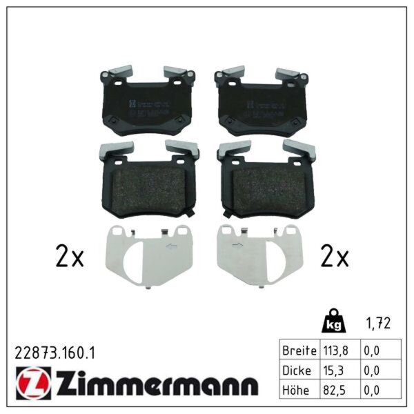 ZIMMERMANN 22873.160.1 Bremsbelagsatz, Scheibenbremse