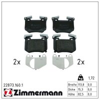 ZIMMERMANN 22873.160.1 Bremsbelagsatz, Scheibenbremse
