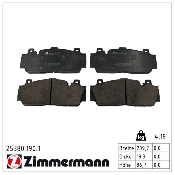 ZIMMERMANN 25380.190.1 Bremsbelagsatz, Scheibenbremse