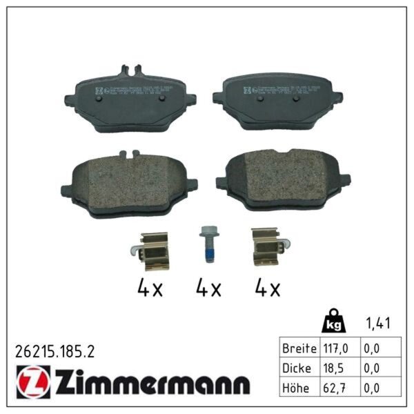 ZIMMERMANN 26215.185.2 Bremsbelagsatz, Scheibenbremse