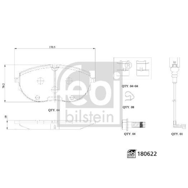 FEBI BILSTEIN 180622 Bremsbelagsatz, Scheibenbremse