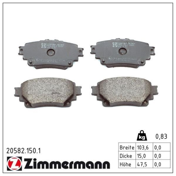 ZIMMERMANN 20582.150.1 Bremsbelagsatz, Scheibenbremse