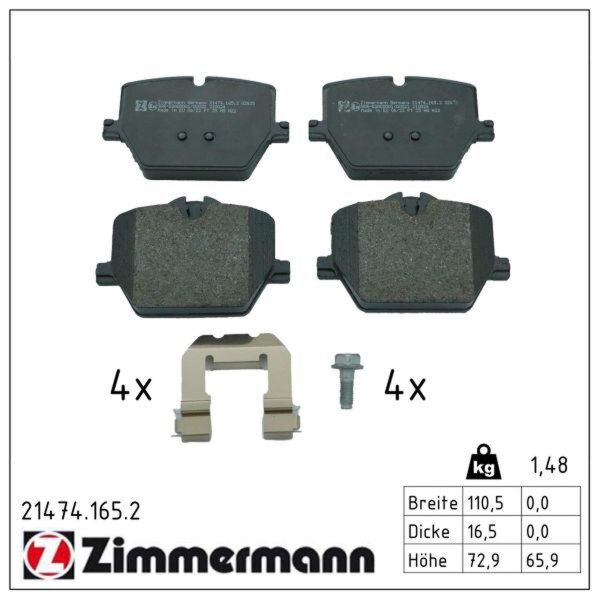 ZIMMERMANN 21474.165.2 Bremsbelagsatz, Scheibenbremse