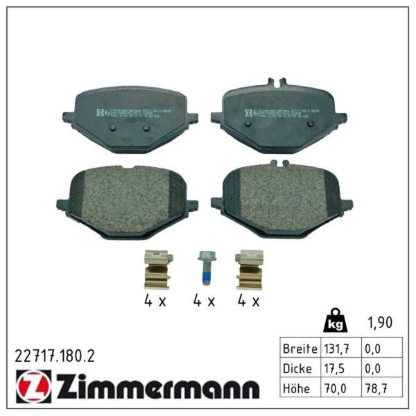 ZIMMERMANN 22717.180.2 Bremsbelagsatz, Scheibenbremse
