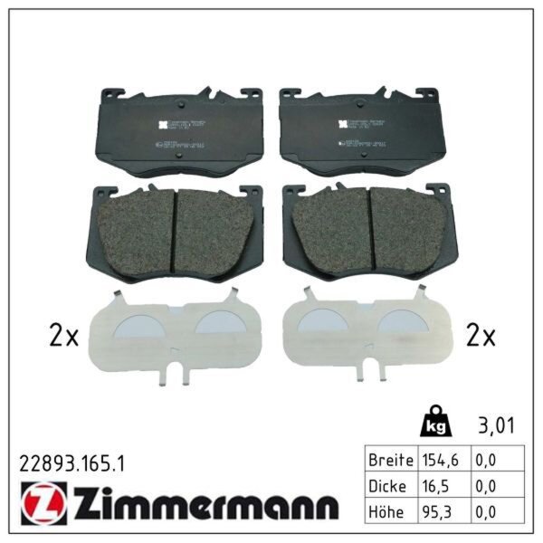 ZIMMERMANN 22893.165.1 Bremsbelagsatz, Scheibenbremse