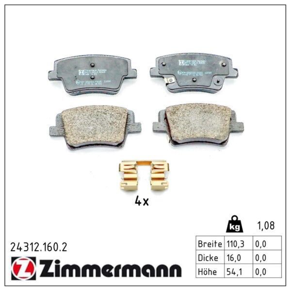 ZIMMERMANN 24312.160.2 Bremsbelagsatz, Scheibenbremse