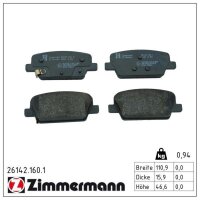 ZIMMERMANN 26142.160.1 Bremsbelagsatz, Scheibenbremse
