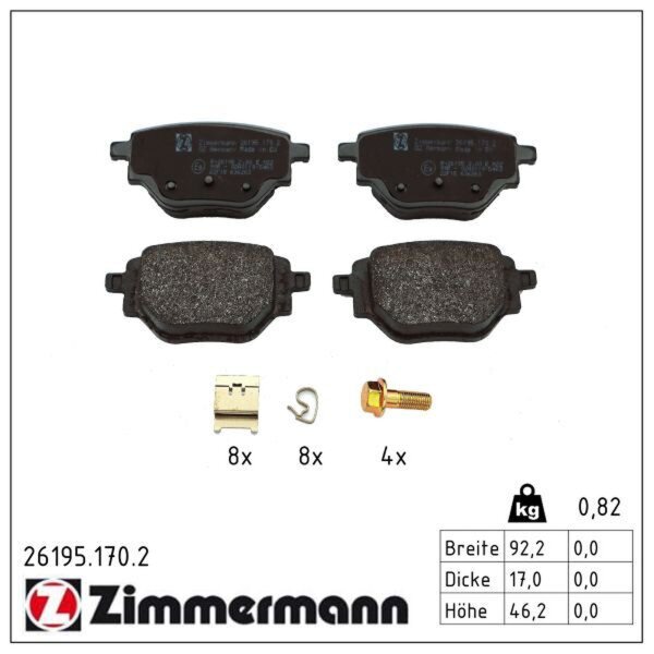 ZIMMERMANN 26195.170.2 Bremsbelagsatz, Scheibenbremse