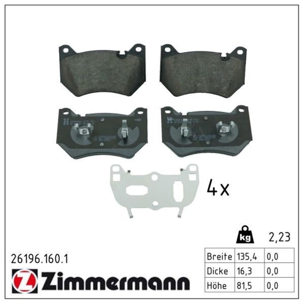 ZIMMERMANN 26196.160.1 Bremsbelagsatz, Scheibenbremse