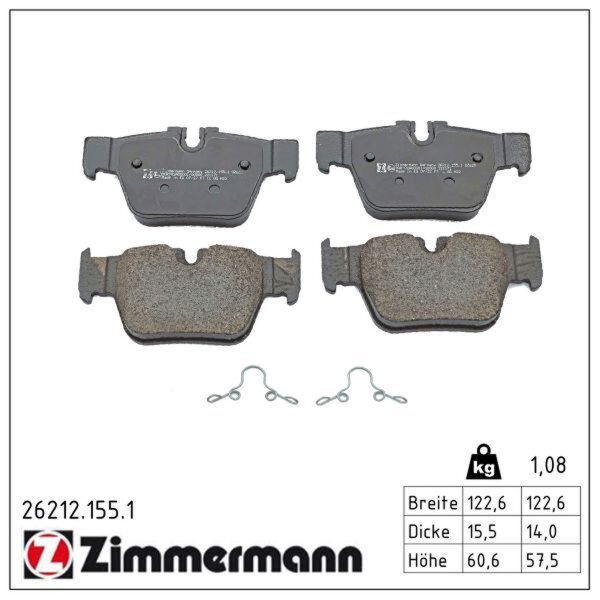 ZIMMERMANN 26212.155.1 Bremsbelagsatz, Scheibenbremse