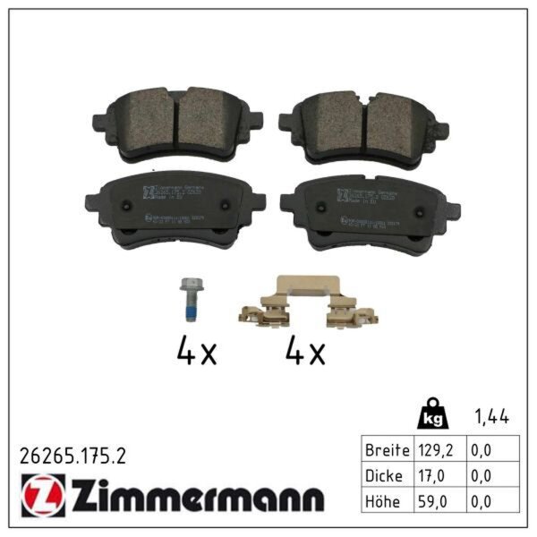 ZIMMERMANN 26265.175.2 Bremsbelagsatz, Scheibenbremse