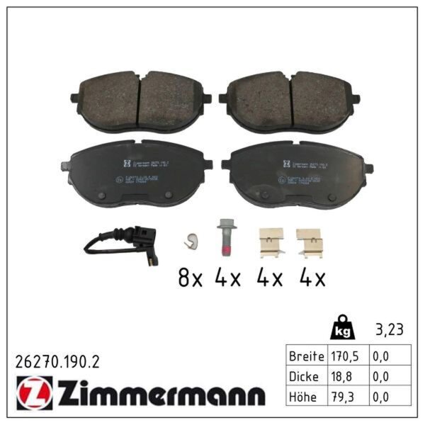 ZIMMERMANN 26270.190.2 Bremsbelagsatz, Scheibenbremse