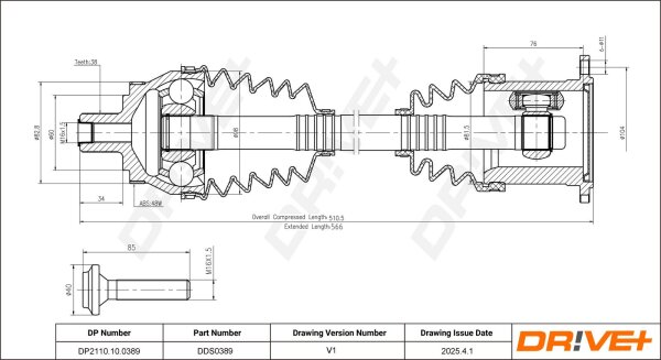 DR!VE+ DP2110.10.0389 Antriebswelle