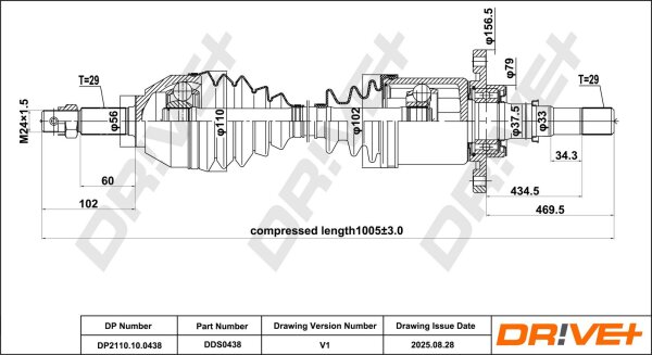 DR!VE+ DP2110.10.0438 Antriebswelle