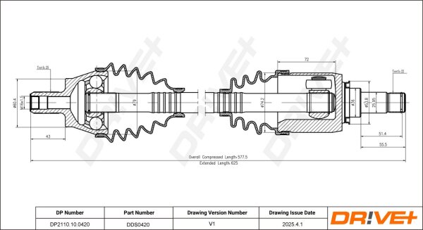 DR!VE+ DP2110.10.0420 Antriebswelle