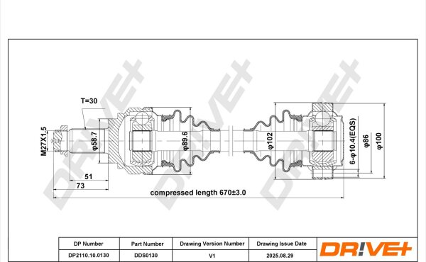 DR!VE+ DP2110.10.0130 Antriebswelle