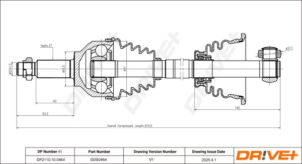 DR!VE+ DP2110.10.0464 Antriebswelle